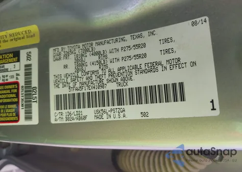 2014 Toyota Tundra 1794 5.7L V8 from USA, damaged, VIN 5TFAW5F17EX410907